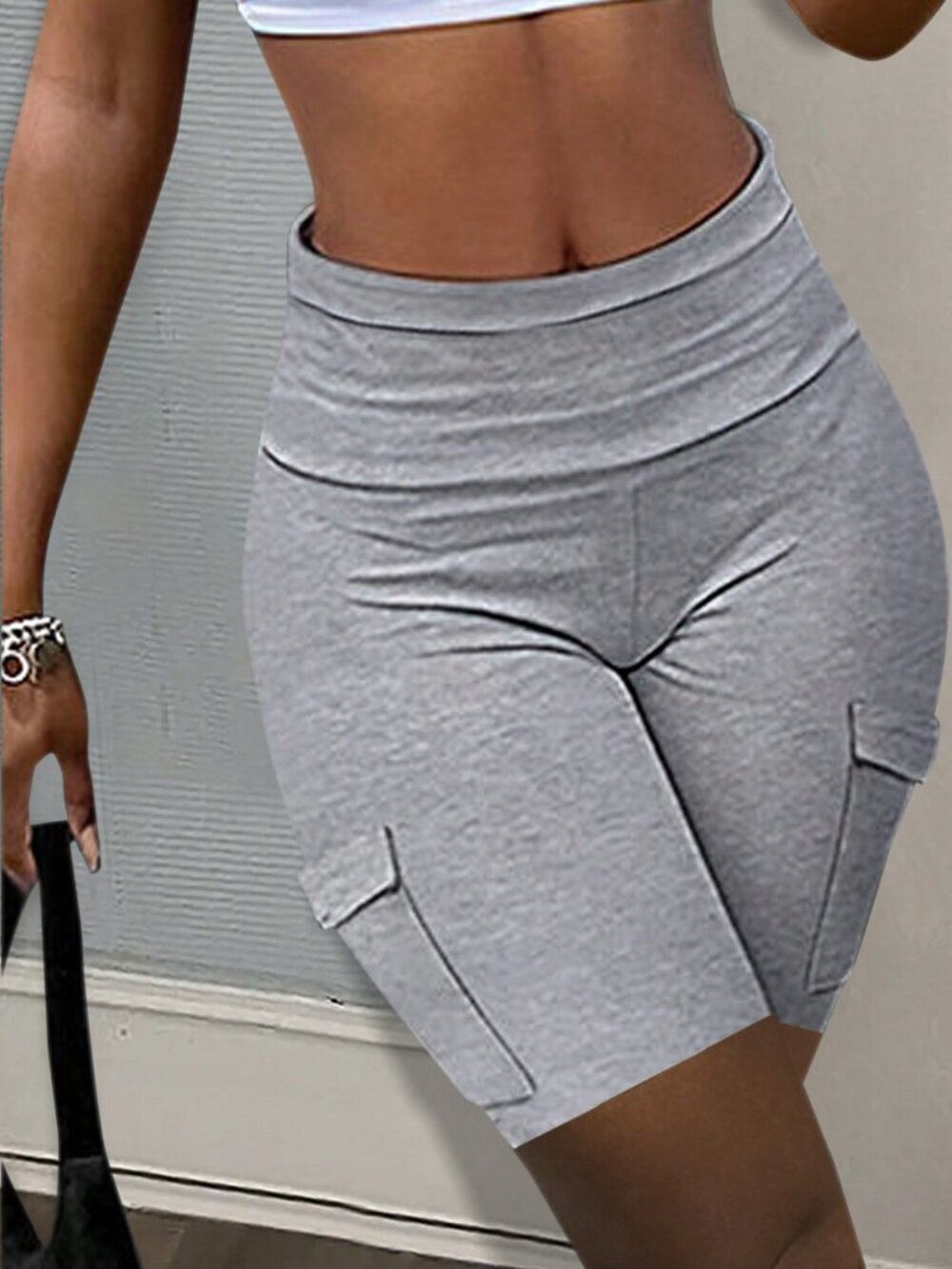 Light Grey Casual Women's Shorts - Picture 1 of 6